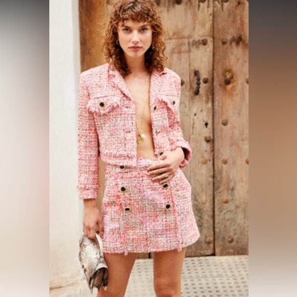 The Kooples tweed skirt pink Barbie size XS